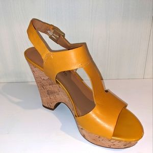 Franco Sarto 8.5 Mustard Yellow Wedges